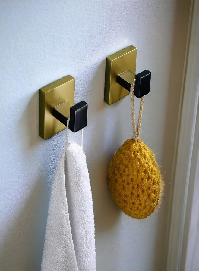 LUXIUR Wall Hooks for Hanging Strong 5kg, Cloth Hook Stand for Bathroom and Kitchen Accessories Items, SUS 304 Grade Stainless Steel, Door Hanger Hook, Bathroom Accessories, Black Gold, 2 Pack - Image 1